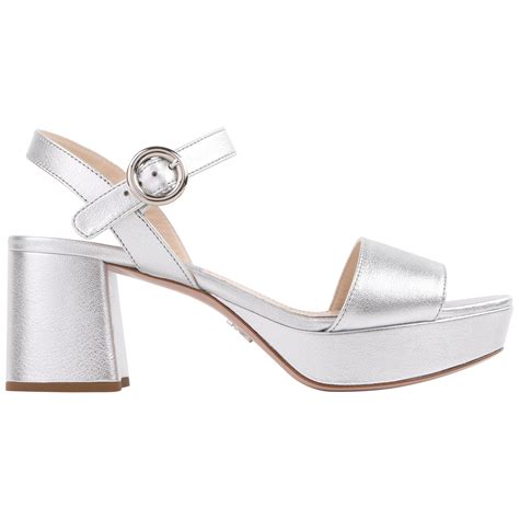 prada scalloped sandals silver|prada women's high heeled sandals.